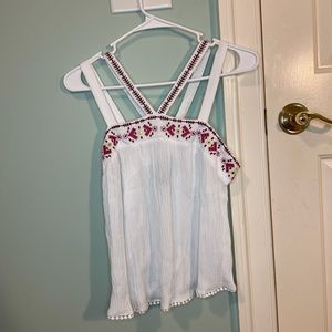 Boho cross neckline embroidered detailed top